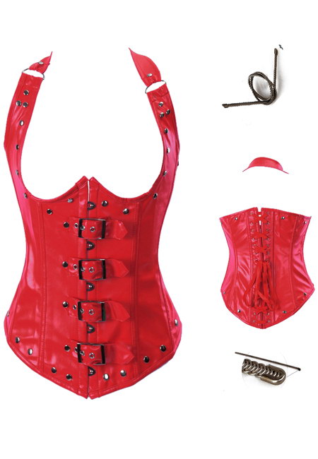 Red Leather Underbust Corset